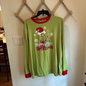 Men,s Dad Core Green and Red Long Sleeve GrinchShirt